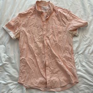 Orange Pattern Short Sleeve Button Down